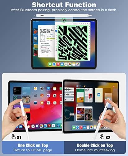 Пенка за стилот на Моко за iPad со магнетно безжично полнење, 2 -та генерација на Apple Pencil со отфрлање на дланката за навалување за iPad