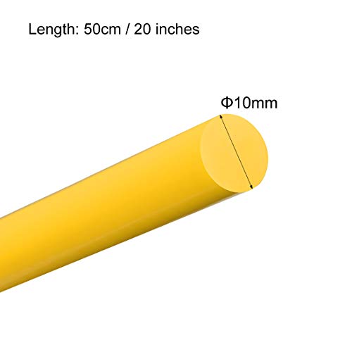 Uxcell 3pcs пластична тркалезна шипка 3/8 инчи дијаа 20 инчи должина на жолти полиоксиметиленски шипки Инженеринг пластични кружни шипки