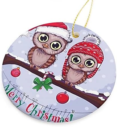 Мојата слатка двојка був во Кристам кружни керамички украси новогодишно дрво што виси украс со лента керамички додатоци DIY персонализирани