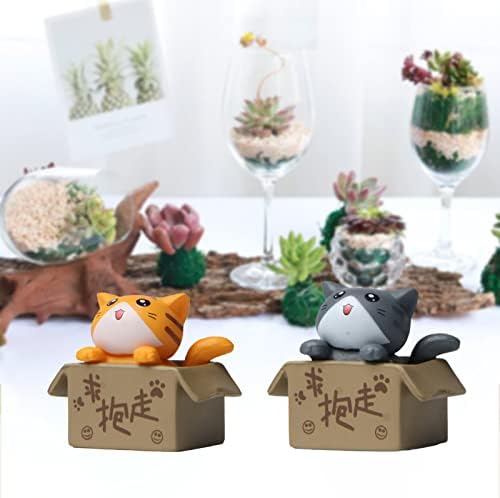 Добрите фигурини на мачки Исклучителни прекрасни градинарски кукли солиден модел креативен микро пејзаж картонска кутија мачка мини 3Д цртани