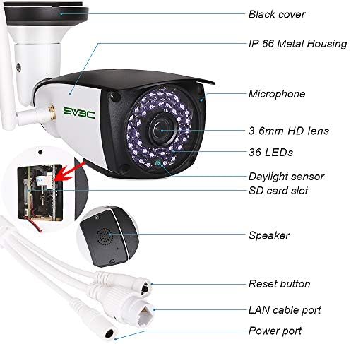 SV3C 5MP WiFi IP камера на отворено, RTSP прелистувач Гледајќи безбедносни камери, надворешна камера со откривање на човечко движење, двонасочен