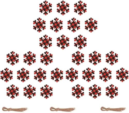 Исклучителни божиќни украсни подароци, 30 парчиња Божиќни Биволи Карирани Орнаменти, Божиќни Украсни Парчиња Дрво Поставени Украси Од Биволско