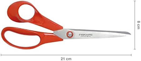 Универзални ножици на Фискарс лево, должина: 21 см, сечило од не'рѓосувачки челик/пластични рачки, црвена, класична, 1005147