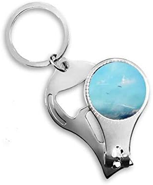 Бело небо птичји уметност деко подарок моден ноил прстен прстен клуч за шишиња со шишиња клипер