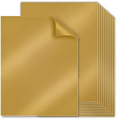 Шарена хартија за картони за злато треперки во САД, 100 пакувања, капакот од 92 lb, двострана, големина на буква од 8,5х11 инчи,