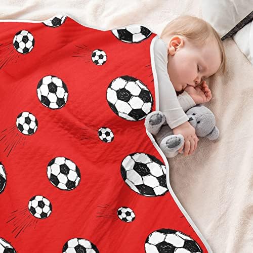 Фудбалски топки црвено унисекс меки бебе ќебе за креветчето за креветчето за дневно згрижување со густо и меко материјално креветче за креветчиња
