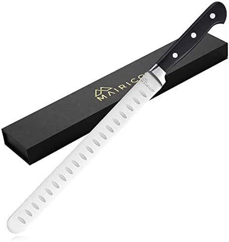 Mairico Ultra Sharp Premium 11 -инчен нож за резба од не'рѓосувачки челик - ергономски дизајн - Најдобро за исечување на печени,