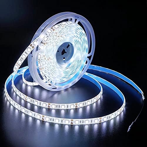 Velainic 24V LED лента светло бела 6000-6500K, 16,4ft/5m водоотпорен IP65 надворешно сечење флексибилни светла за јаже, SMD5050 300LEDS