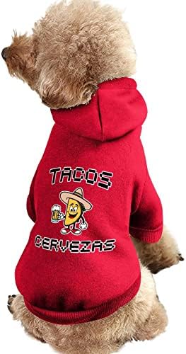 Tacos и Cervezas One Piece Dog Dog Coxume Cuit Cuit со додатоци за домашни миленици за кученце и мачка XL