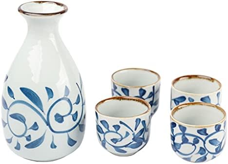 GGEBF 1 постави држачи за складирање на керамички садови, јапонски керамички вино стакло постави тенџере и четири чаши
