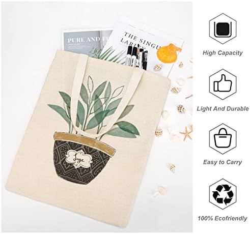 Wengbeauty Canvas Tote Bag Зелени растенија2 рамената торба за еднократно намирници за намирници за купување торбички за ручек