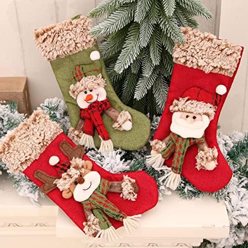 Божиќни чорапи големи фланели карирани чорапи украси украси црвени црни божиќни чорапки виси украси украси за Божиќна празничка забава
