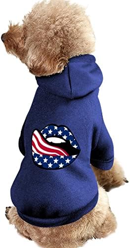 Американско знаме усни облека за кучиња зимски дуксери за миленичиња меки и топли дуксери за кучиња за мали средни кучиња