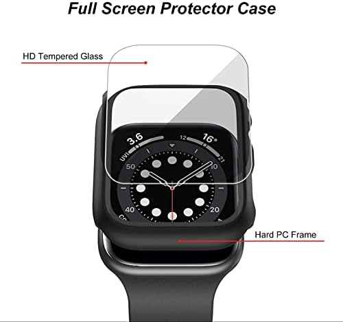 ISENXI компатибилен со Apple Watch Case 40mm Series SE 6 5 4, тврд компјутер, со заштитен стаклен екран, со додатоци на iWatch, 40мм, 4pack
