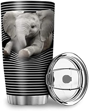 Bojianzzha слон што пробива низ не'рѓосувачки челик Tumbler Thermos вакуум изолирана чаша чај чај патување патување кафе за возрасни/деца