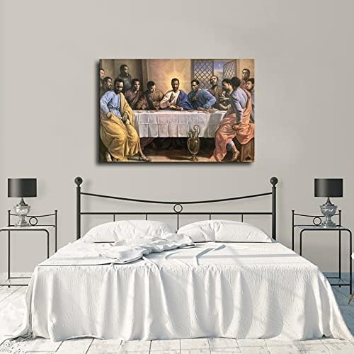 Афроамериканец Црн Исус Христос Последна вечера платно уметност модерна домашна спална соба декор естетика инспиративно постер декоративно сликарство