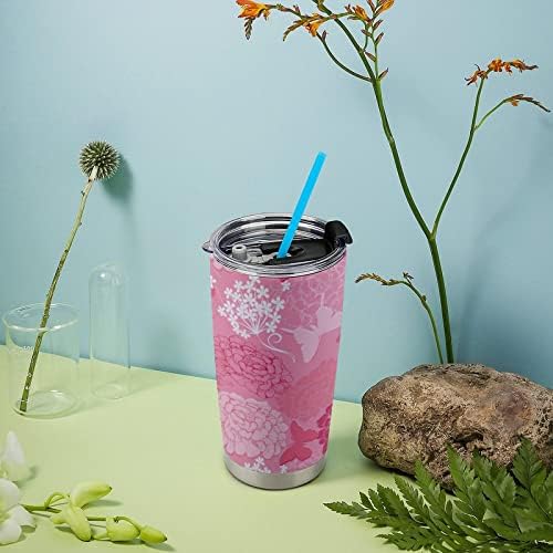 Пеперутка розова дахлија пластична чаша за патување вакуум изолирана кафе чаша издржлива мода за кафе мода кафе