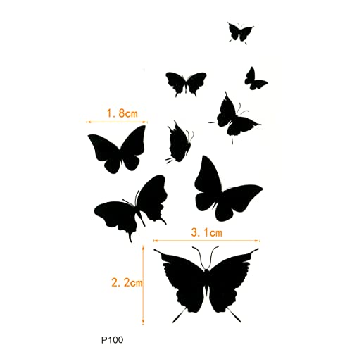 5 Листови Симпатична Црна Пеперутка Водоотпорен Привремени Тетоважи Налепница Лажни Тетоважа Мажи Трансфер На Тело Тетоважа Татуајес Хена