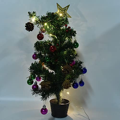 BuyWeek мини новогодишна елка, вештачко новогодишно елка со елка со лесна батерија управувана со Божиќни празници