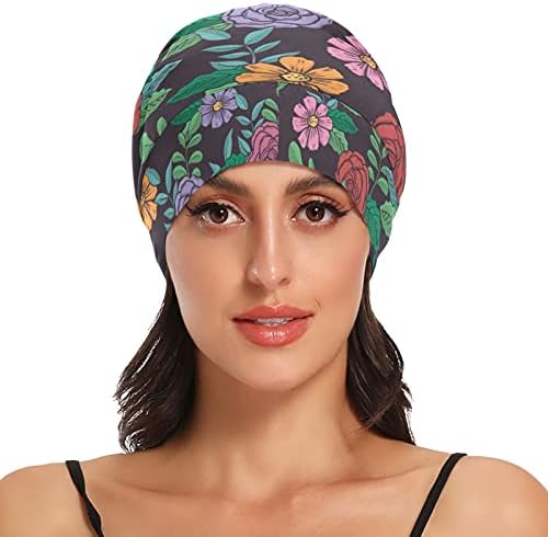 Семено работно капаче за спиење капа за капаци на шарени цветни цвеќиња за жени за коса за коса, ноќна обвивка