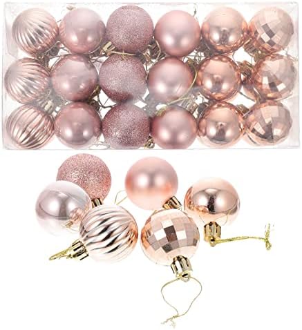 Кисангел розово злато топки за новогодишна елка: 36 парчиња 4см мини уништување на божиќни украси пластични Божиќни бубли обоени