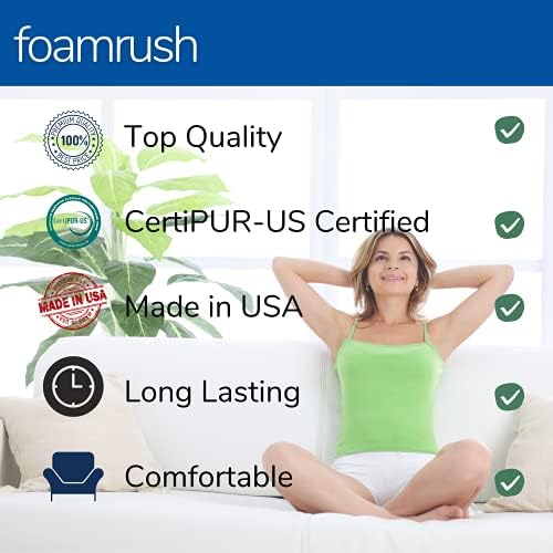 Foamrush 1 H x 48 W x 96 L Премиум квалитетен тапацир перница со висока густина, замена на седиштата, подлога за листови направено во САД