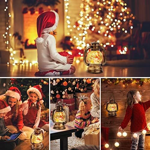 [Надграден 2022 година] Божиќен снежен глобус фенер со снежен човек, батерија управувана осветлена со вртежен вода сјаен глобус, Божиќ за домашни