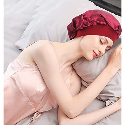 Arqumi пакет од 2 сатенски хауба за спиење за мажи и жени, мека хаубата за спиење со сатен со широк оброк, еластична капа на капаче за спиење