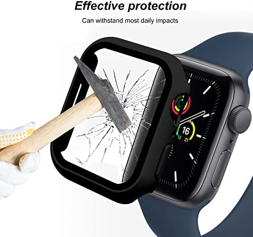 ISENXI тврд компјутер кутија компатибилен со Apple Watch Case Series 6 5 4 SE 40mm со заштитен стаклен екран заштитник 40мм 5 пакет…