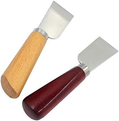Алатка за занаетчиски занаетчиски ножеви со кожен 2 парчиња со дрвена рачка занаетчија остри ножеви за сечилото на Бевелер