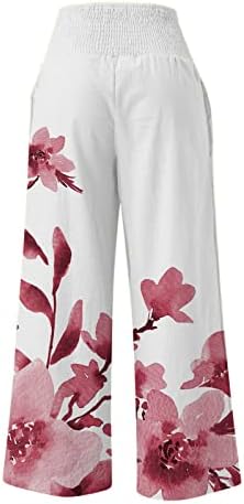 lcepcy женски печатени високи половини со плетенка панталони лабави обични широки панталони за плажа со летни летни пакувања со џемпери