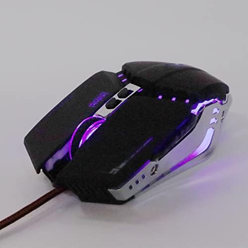 Јоидесу Жичен Гејмерски Глушец, Гејмерски Глувци Кои Дишат RGB LED Приклучок и Играат Висока Прецизност 4 Dpi Прилагодлив, Закривена