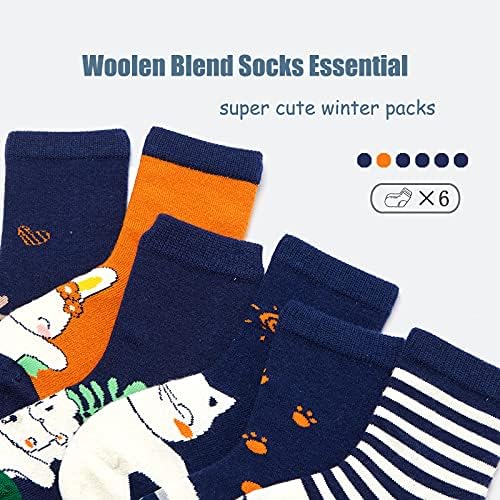 Месечината дрво момчиња волна чорапи деца топли чорапи зимски термички екипи чорапи 6 пакувања