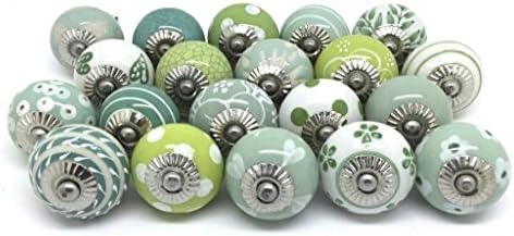 10 досадни зеленикави керамички копчиња рачно обоени керамички врата копчиња кујнски кабинет за влечење влече копчиња за мебел за мебел