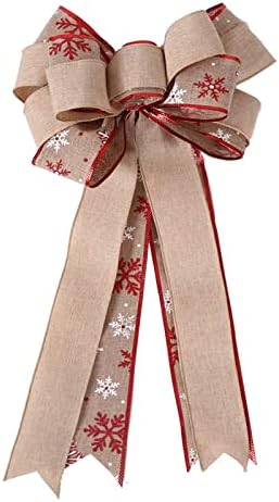 Хемеј лента од лента - ширина 10in, 18in долги опашки, лента за новогодишни елки, зимска декорација, Божиќен декор, декор на влезната врата