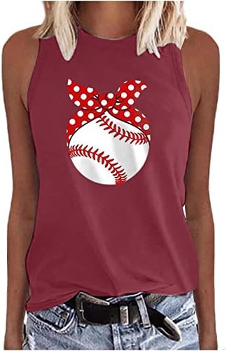 Women'sенски бејзбол резервоар врвови летни кошули без ракави врвови смешни графички елеци обични бејзбол игра маица тренинг на врвови врвови