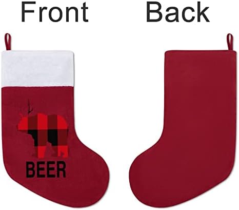 Бафало карирано елени пиво Божиќ што виси чорапи за порибување за Божиќно дрво за одмор дома