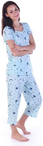 Женски Сет за Пижами-Врвови За Спиење Со Капри Панталони Секојдневни И Забавни Принтови Комплети За Пижами