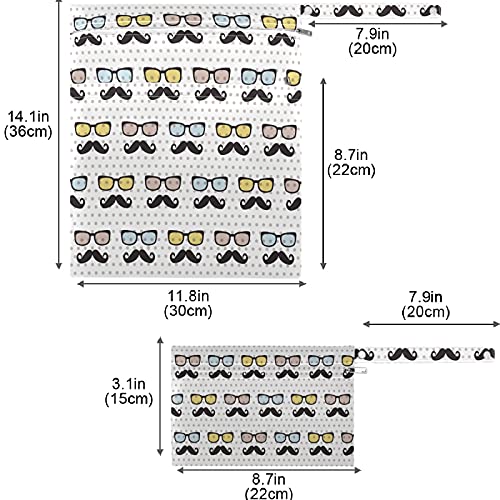 висесани Апстрактни Очила за Брада во Боја шема 2 парчиња Влажна Торба Со Џебови Со Патент Што Може Да Се Перат Еднократно Пространа