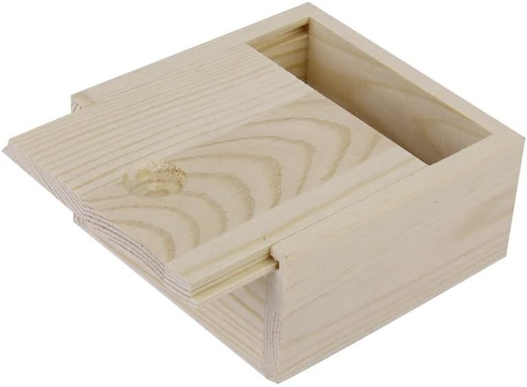 Крис.W 1700 парчиња Дрвена Недовршена Кутија за Складирање Со Врв За Лизгање, Квадратна Кутија За Подароци Од Дрво, Кутија За