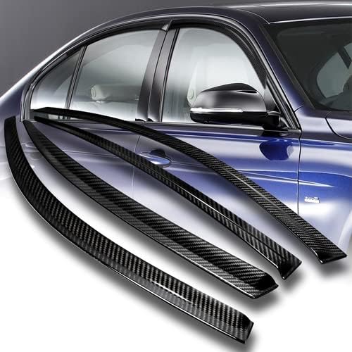 HK5 4 Парчиња Вистински Јаглеродни Влакна Штитник За Дожд Вентилационен Прозорец Дефлектор На Прозорецот Компатибилен со 2012-2018 BMW F30 3-Серија