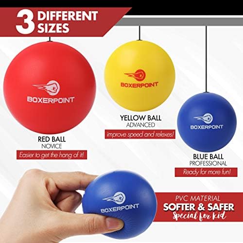Рефлексната топка во боксот за возрасни и деца - реагирајте рефлексни топки на жицата со лента за глава, носење торби и рачни обвивки - Подобрете