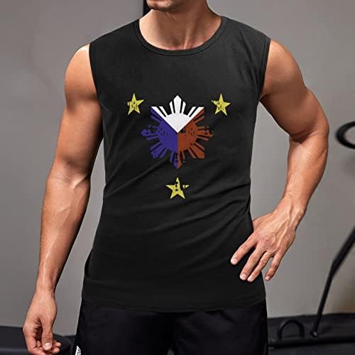 Филипинско Знаме Ѕвезда Машки Тренингот Блузи Без Ракави Салата Мускулни Кошули Фитнес Бодибилдинг Лабава Атлетски Маици