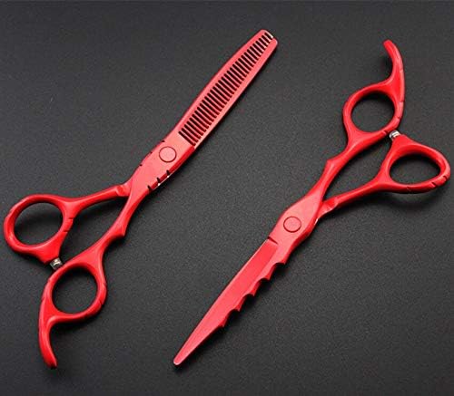 Ножици за сечење коса, 6 инчни Луксузни 440с црвени ножици за коса поставени алатки за сечење бербер шминка ножици за разредување фризерски