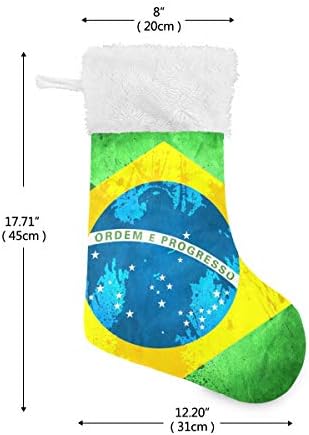 Пимилагу ретро бразилско знаме Божиќни чорапи 1 пакет 17,7 , виси чорапи за Божиќна декорација
