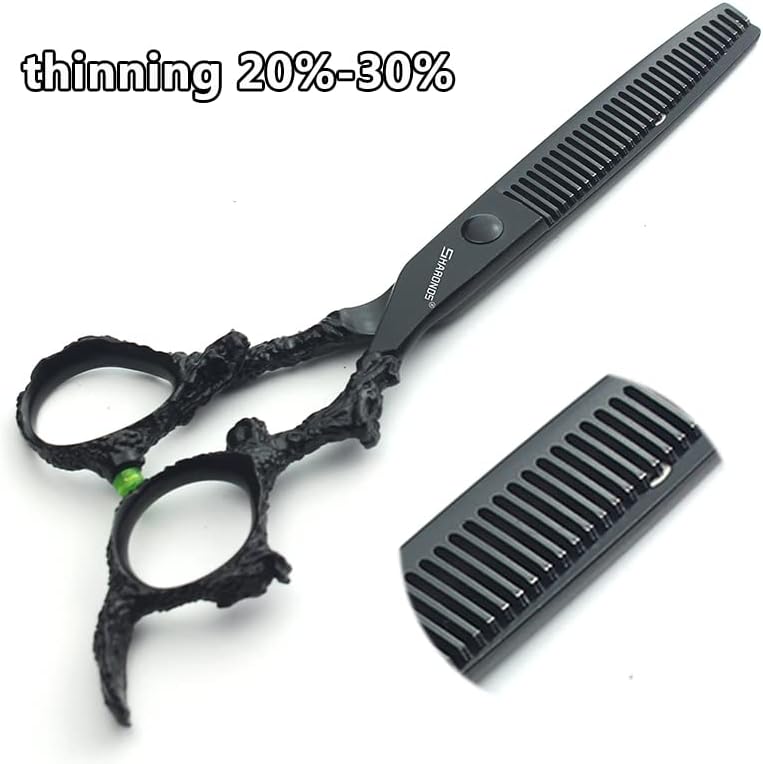 6 инчен стилист за коса берберски ножици црна плоча змеј 440С фризерски ножици за сечење+ножици за разредување