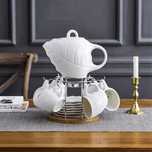 TJLSS обичен бел керамички кафе чај сет бел дрвен сад за чаршал чаша сад бар бар домаќинство кујнски материјали