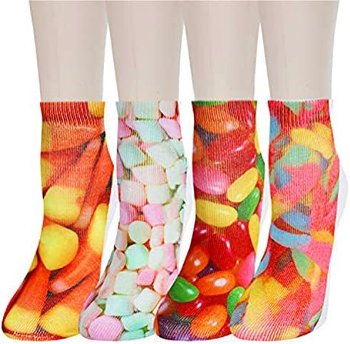 Змарт Новина Женска ДЕВОЈКА 3Д Печатење Чорапи, Смешни Мачка Храна Бонбони Еднорог Глуждот Чорапи, Ниско Намалување На Чорапи