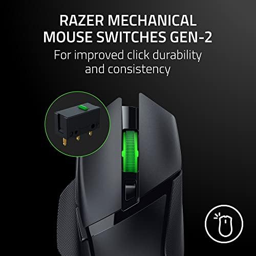 Razer Basilisk V3 X Хиперспеед Прилагодлив Безжичен Гејмерски Глушец: Механички Прекинувачи Gen-2-5G Напреден Оптички Сензор 18K-Chroma