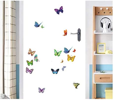 Отстранливи Креативни Ѕидни Налепници-17 Пеперутки, Шарени Ѕидни Налепници За Пеперутки Детска Соба Мини Ѕидни Украси Уметничка Налепница